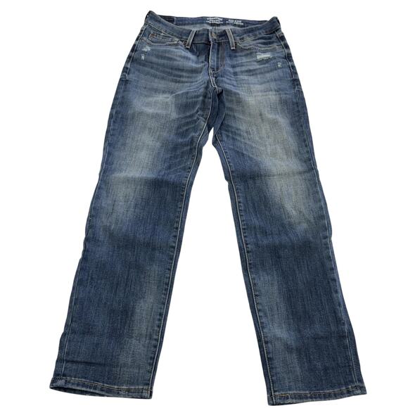 Levis Jeans Womens 6 W28 Blue Mid Rise Slim Cuffed Distressed Denim - Picture 1 of 8